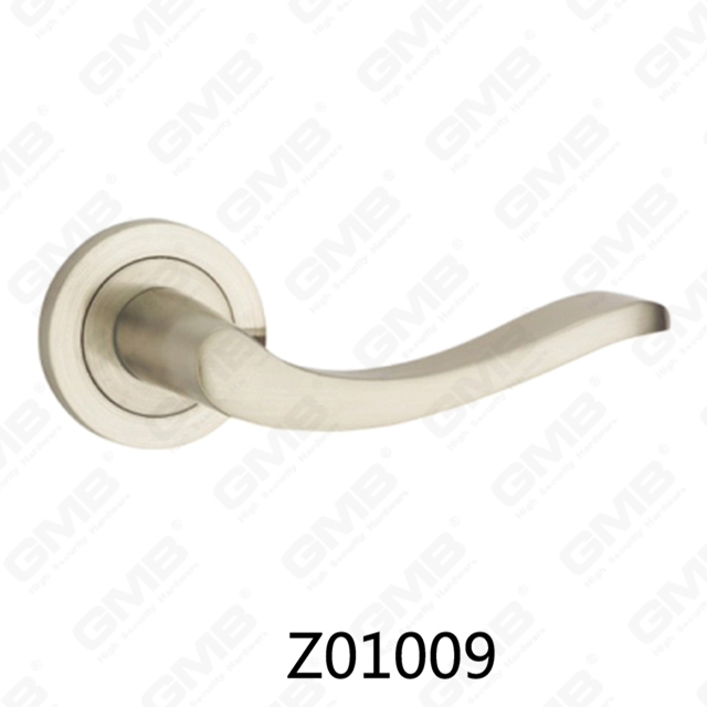 Poignée de porte en aluminium en alliage de zinc et rosette avec rosette ronde (Z01009)