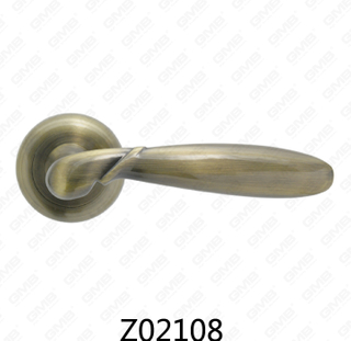 Poignée de porte en aluminium en alliage de zinc et rosace en zamak avec rosace ronde (Z02108)