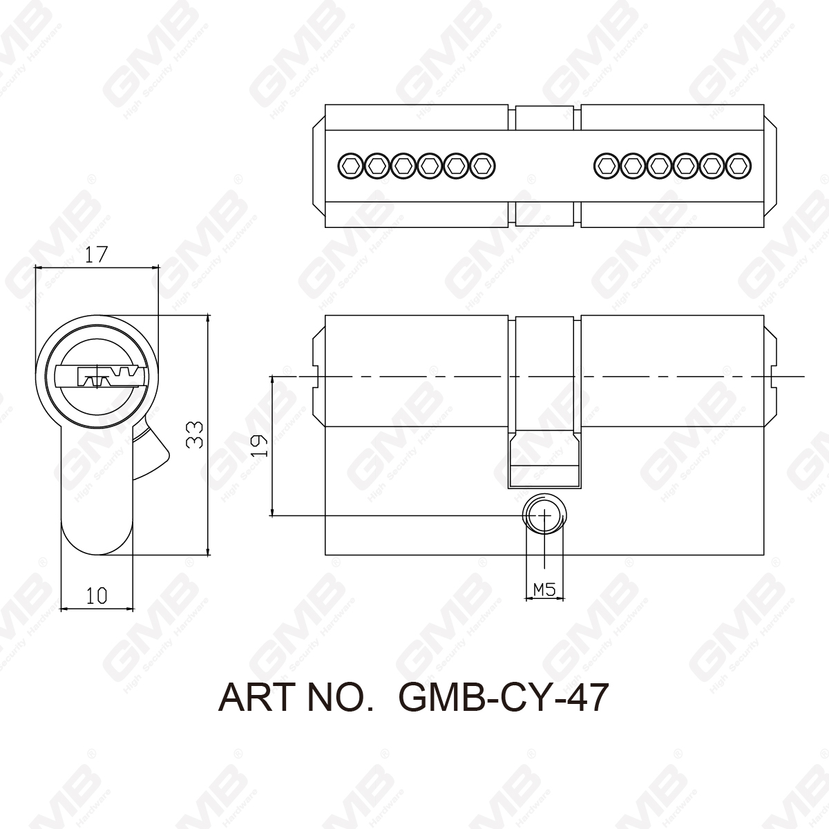Cylindre en laiton de s&eacute;curit&eacute; avec structure d&eacute;tachable (GMB-Cy-47) -07