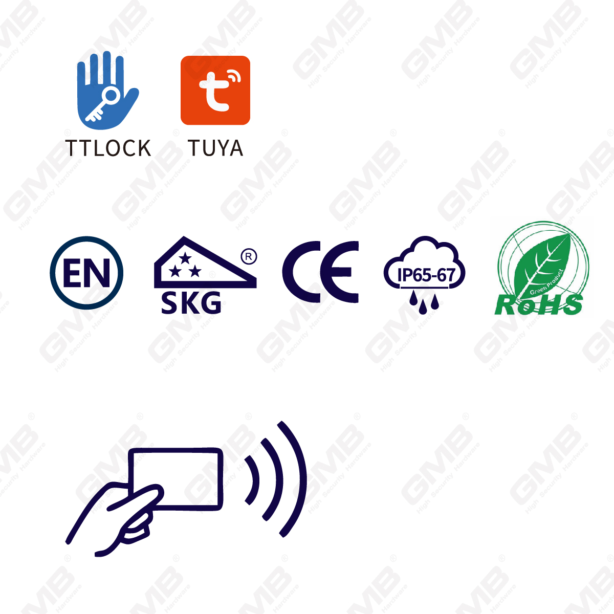 Biométrique Smart NFC Carte Mot de passe Mot de passe Cylindre électronique Cylindre (3A03)