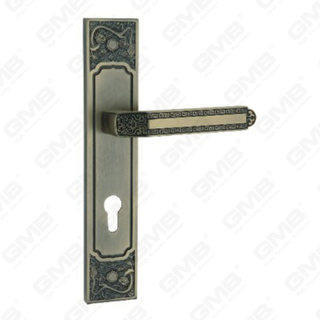 Poignée de porte Tirer la poignée de la quincaillerie de porte en bois Handle de verrouillage Handle de porte sur plaque pour mousse de serrure à mortaise par alliage de zinc ou poignée de plaque de porte en acier (E711-Z31-Dab)