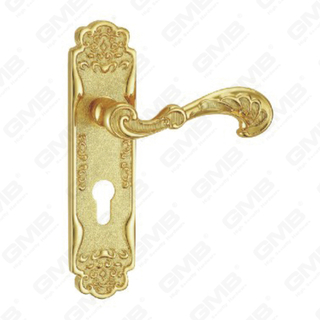 Poignée de porte Tirer la manche de porte en bois Handle de verrouillage de verrouillage Poignée de porte de porte sur plaque pour la mousse de verrouillage par alliage de zinc ou poignée de plaque de porte en acier (TM401675-GPB)