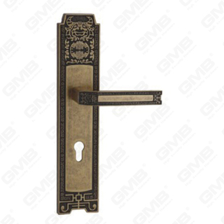 Poignée de porte Tirer la manche de porte en bois Handle de verrouillage de verrouillage Poignée de porte de porte sur plaque pour la mousse de verrouillage par alliage zinc ou poignée de plaque de porte en acier (ZL933B32-DHB)