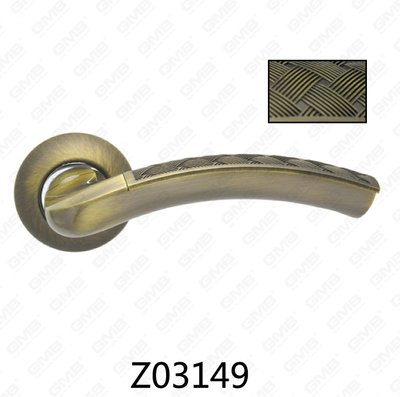 Poignée de porte en aluminium en alliage de zinc et rosace avec rosace ronde (Z02149)