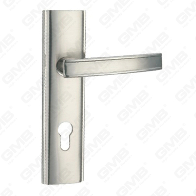 Poignée de porte Tirer la manche de porte en bois Handle de verrouillage Poignée de porte de porte sur plaque pour la mousse de serrure à mortaise par alliage de zinc ou poignée de plaque de porte en acier (ZM853-H129-K)