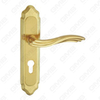 Poignée de porte Poignée de quincaillerie de porte en bois Poignée de porte sur plaque pour serrure à mortaise par poignée de plaque de porte en alliage de zinc ou en acier (ZM41377-GSB GPB)