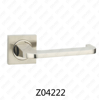 Poignée de porte en aluminium en alliage de zinc et rosace avec rosace ronde (Z04222)
