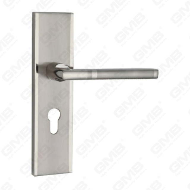Poignée de porte Poignée de quincaillerie de porte en bois Poignée de porte sur plaque pour serrure à mortaise par poignée de plaque de porte en alliage de zinc ou en acier (CM581-C25-K)