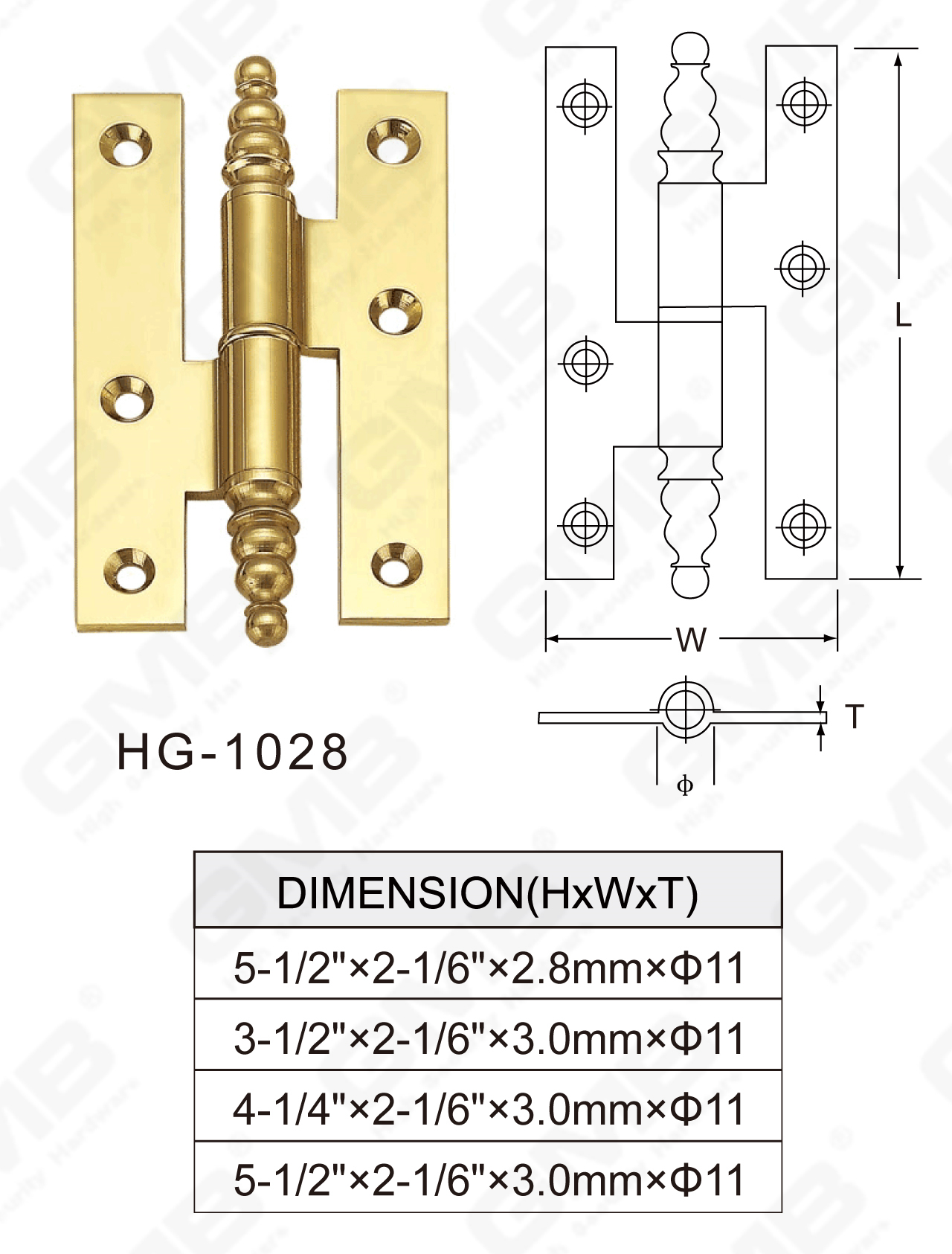 Charni&egrave;re en laiton Series_HG-1028-61