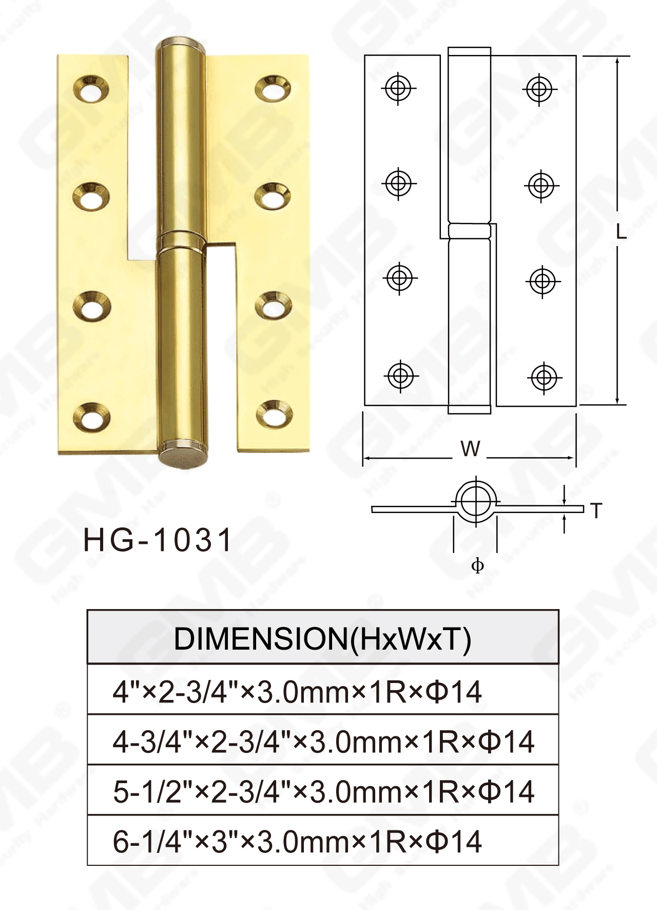 Charni&egrave;re en laiton Series_HG-1031-67