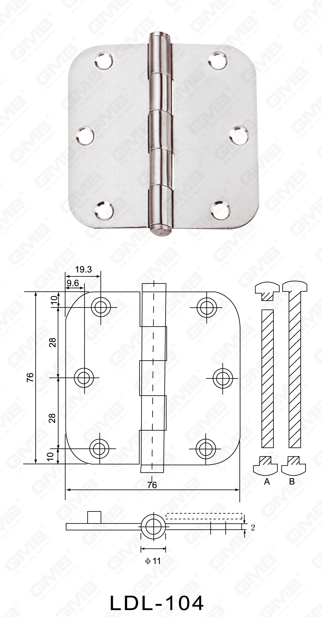 Charni&egrave;re en acier inoxydable Series_LDL-104-11