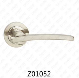 Poignée de porte en aluminium en alliage de zinc et rosette avec rosette ronde (Z01052)