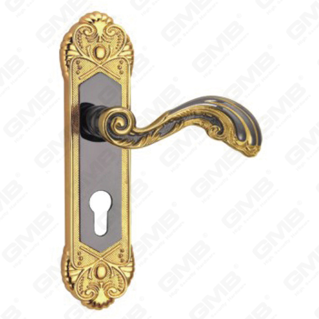 Poignée de porte Poignée de quincaillerie de porte en bois Poignée de porte sur plaque pour serrure à mortaise par poignée de plaque de porte en alliage de zinc ou en acier (CM598-C48-KJ)
