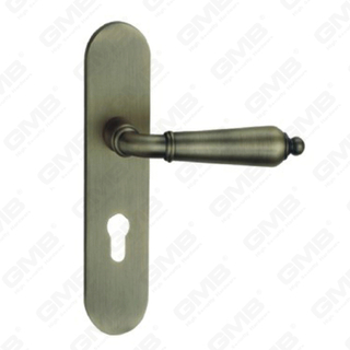 Poignée de porte Tirer la manche de porte en bois Handle de verrouillage Poignée de porte de porte sur plaque pour la mousse de serrure à mortaise par alliage de zinc ou poignée de plaque de porte en acier (ZM583-E01-Dab)