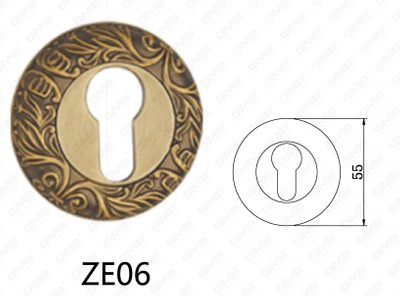 Poignée de porte en aluminium en alliage de zinc Zamak Rosette ronde (ZE06)