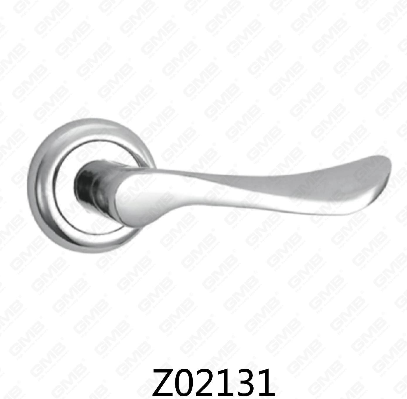 Poignée de porte en aluminium en alliage de zinc et rosace avec rosace ronde (Z02131)