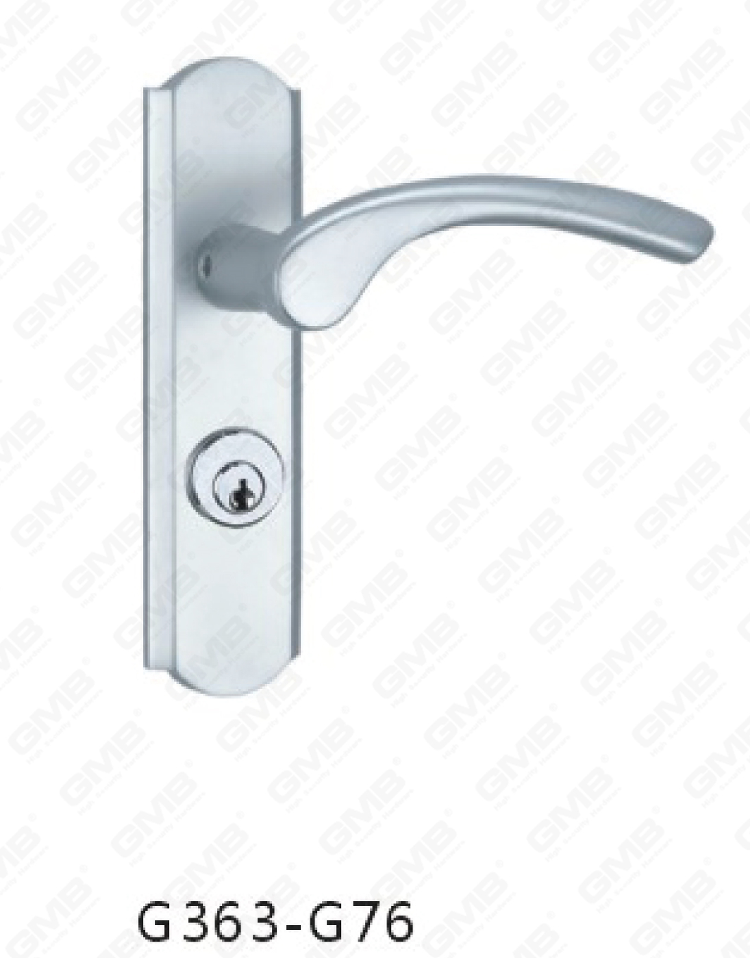 Poignée de porte en aluminium oxygénée sur plaque Poignée de porte en plaque (G363-G76)