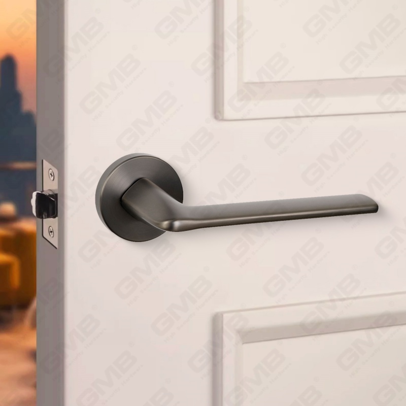 Poignée de serrure de porte fendue en alliage de zinc solide et moderne sur rosace ronde (Z062408)