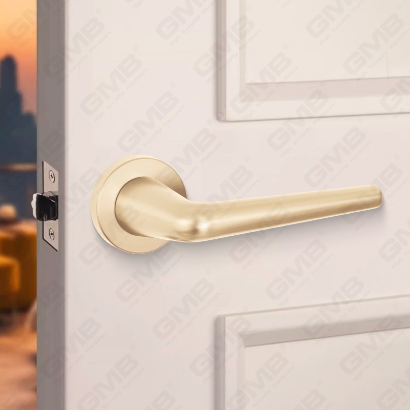 Poignée de serrure de porte fendue en alliage de zinc solide et moderne sur rosace ronde (Z062405)