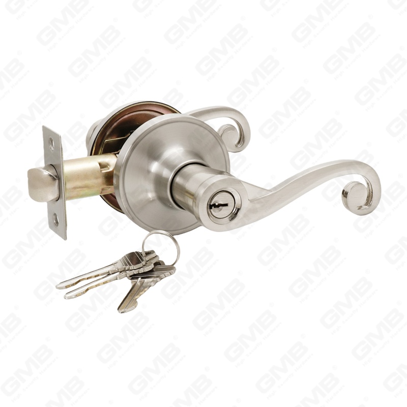 Serrure de porte intérieure en alliage de zinc et aluminium, norme ANSI UL, tubulaire, poignée de sécurité commerciale, serrure à levier (8001)