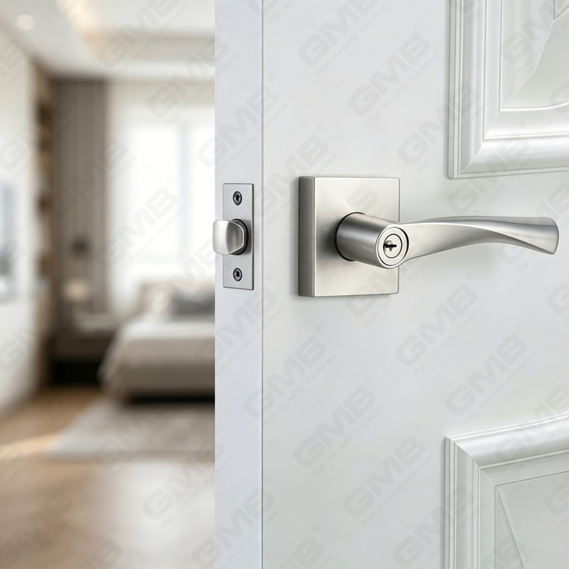 Série de serrures de porte à levier tubulaire robuste, serrure de poignée de porte d'entrée à rosace carrée en alliage de zinc (A2023)