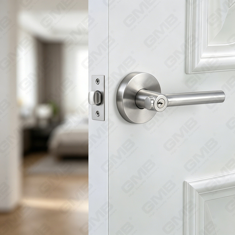 Série de serrures de porte à levier tubulaire robuste, serrure de poignée de porte d'entrée à rosace ronde en alliage de zinc (B2025)