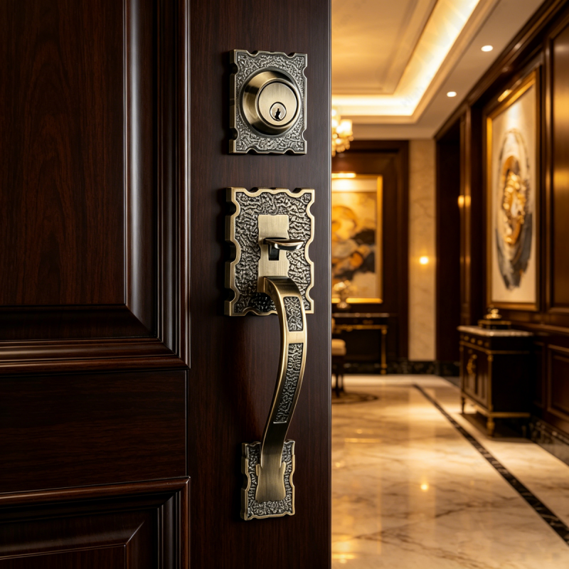 Ensemble de poignées de porte d'entrée, nouveau Design, leviers de porte d'entrée, ensembles de verrouillage (70720)
