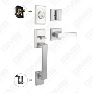 Ensemble de poignées de porte d'entrée, nouveau design, leviers de porte d'entrée, ensembles de verrouillage (70728B)