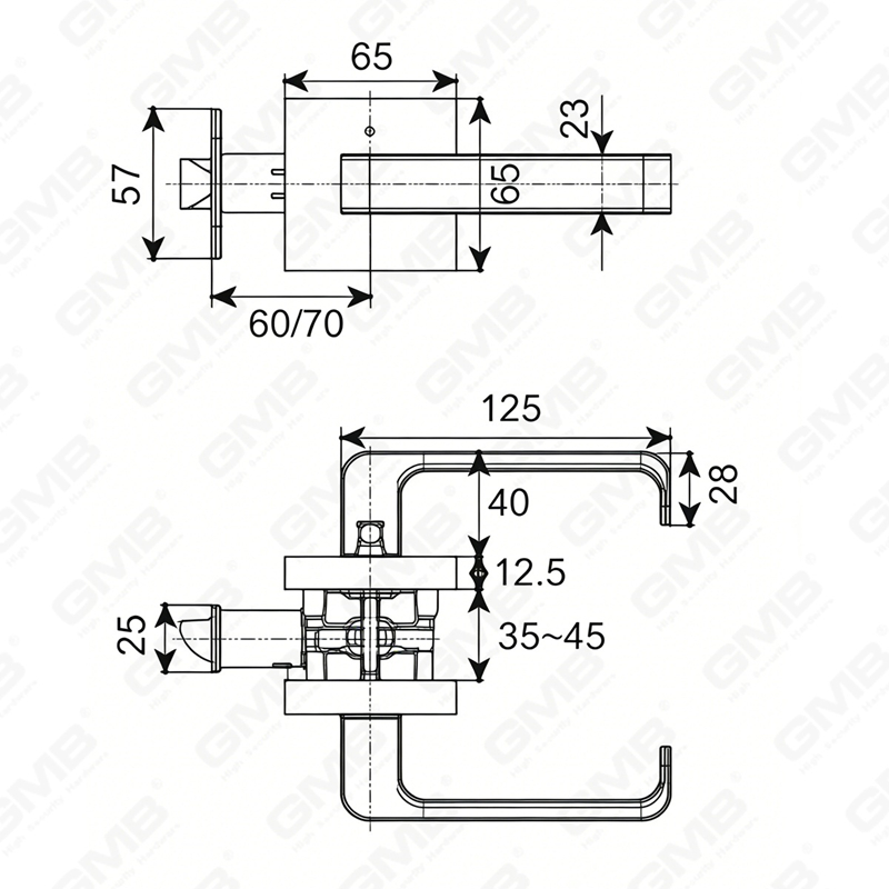 ANSI UL Standard en alliage de zinc/aluminium serrure de porte intérieure tubulaire commerciale cylindrique poignée de sécurité serrure à levier (9166)