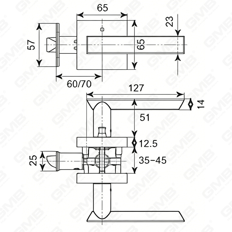 ANSI UL Standard en alliage de zinc/aluminium serrure de porte intérieure tubulaire commerciale cylindrique poignée de sécurité serrure à levier (9169)