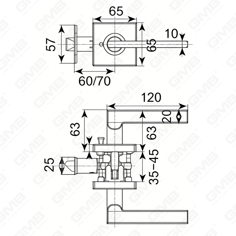 ANSI UL Standard en alliage de zinc/aluminium serrure de porte intérieure tubulaire commerciale cylindrique poignée de sécurité serrure à levier (9270)