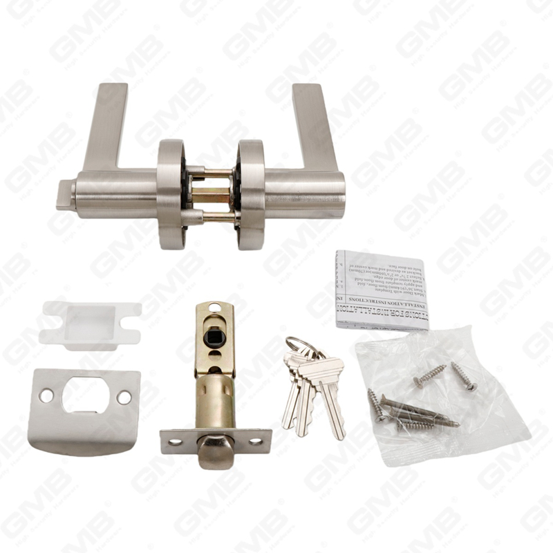 Série de serrures de porte à levier tubulaire robuste, serrure de poignée de porte d'entrée à rosace ronde en aluminium (R2270)