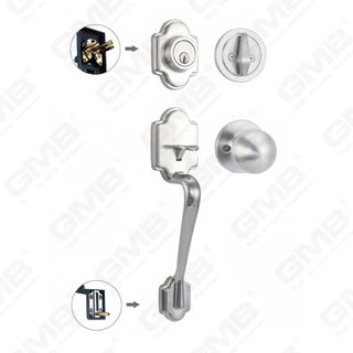 Ensemble de poignées de porte d'entrée, nouveau design, leviers de porte d'entrée, ensembles de verrouillage (70733B)