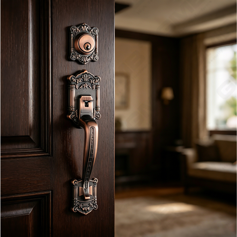 Ensemble de poignées de porte d'entrée, nouveau Design, leviers de porte d'entrée, ensembles de verrouillage (70712)
