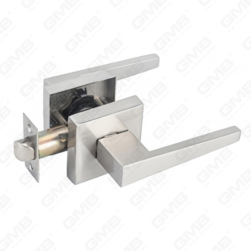 Série de serrures de porte à levier tubulaire robuste, serrure de poignée de porte d'entrée à rosace carrée en alliage de zinc (A2020)