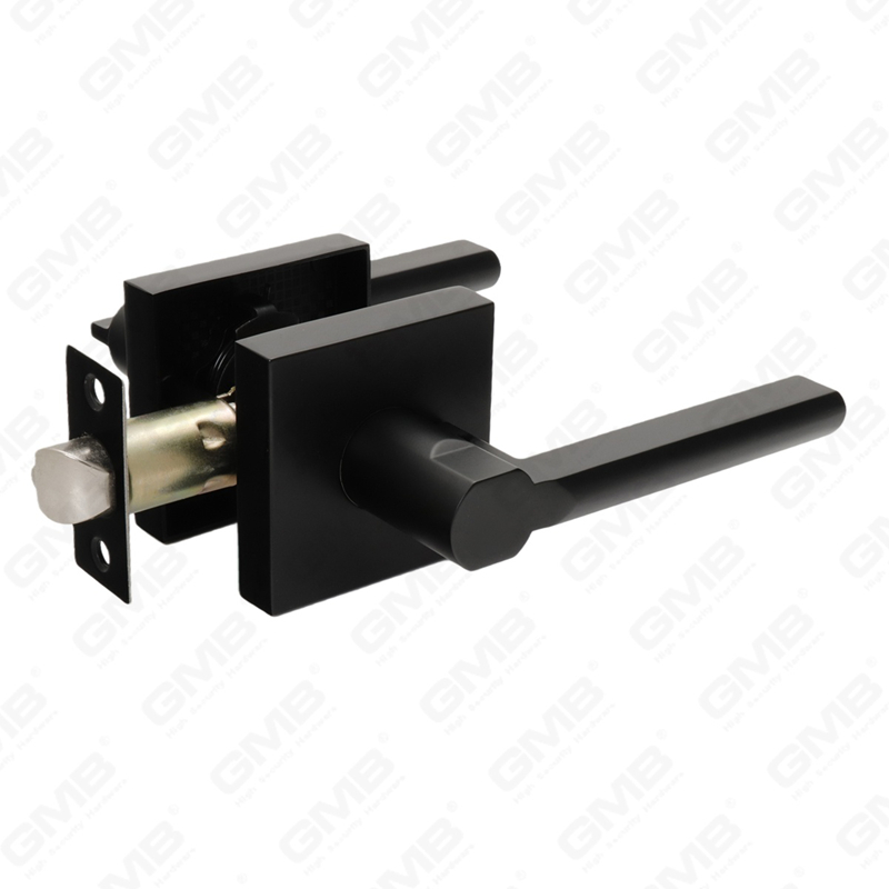 Série de serrures de porte à levier tubulaire robuste, serrure de poignée de porte d'entrée à rosace carrée en alliage de zinc (A2022)