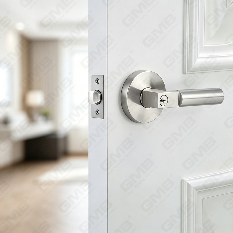Série de serrures de porte à levier tubulaire robuste, serrure de poignée de porte d'entrée à rosace ronde en alliage de zinc (B2021)