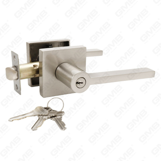 Série de serrures de porte à levier tubulaire robuste, serrure de poignée de porte d'entrée à rosace carrée en aluminium (S2270)