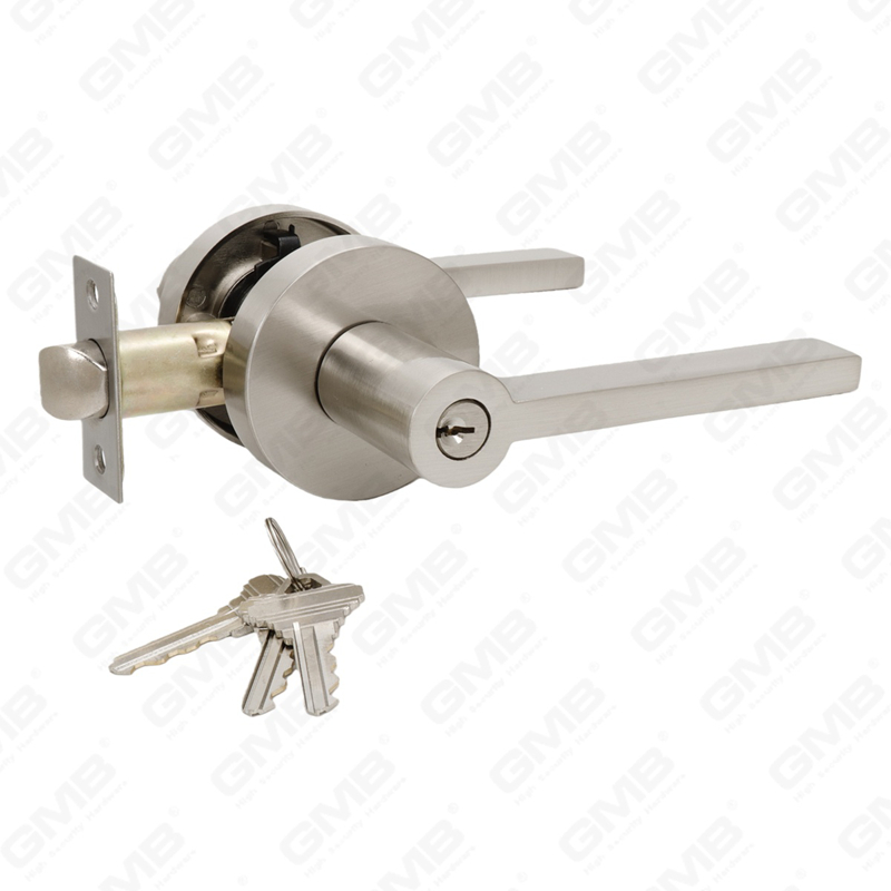 Série de serrures de porte à levier tubulaire robuste, serrure de poignée de porte d'entrée à rosace ronde en aluminium (R2270)