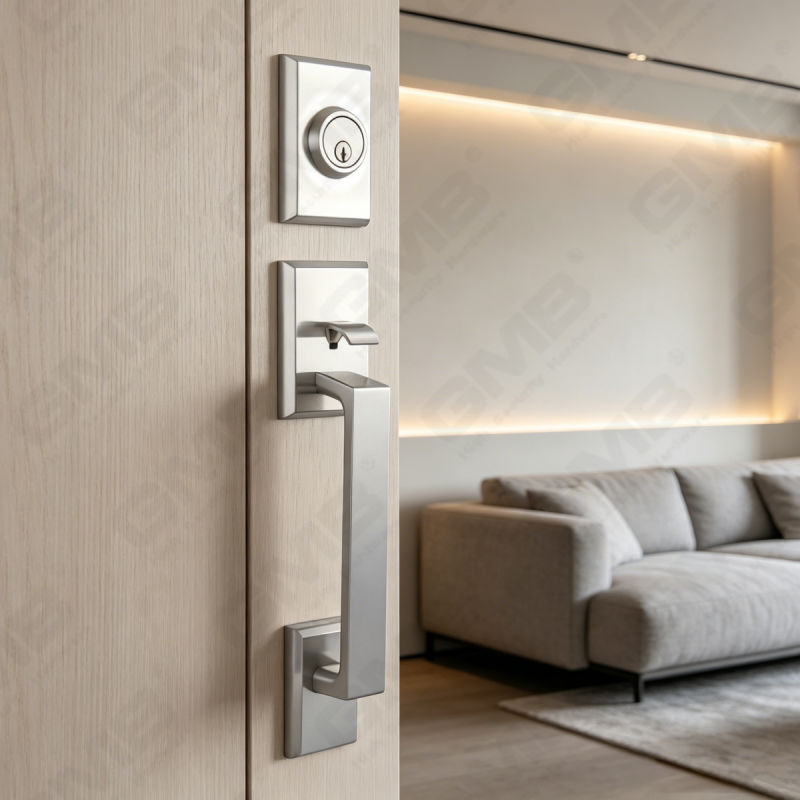 Ensemble de poignées de porte d'entrée, nouveau design, leviers de porte d'entrée, ensembles de verrouillage (70728B)