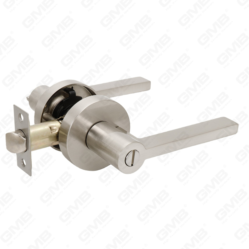 Série de serrures de porte à levier tubulaire robuste, serrure de poignée de porte d'entrée à rosace ronde en aluminium (R2270)