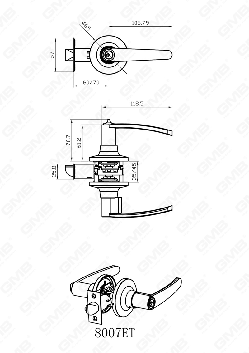 05 SERRURE &Agrave; LEVIER TUBULAIRE &Agrave; BOUTON-POUSSOIR 800 线图-模型-22