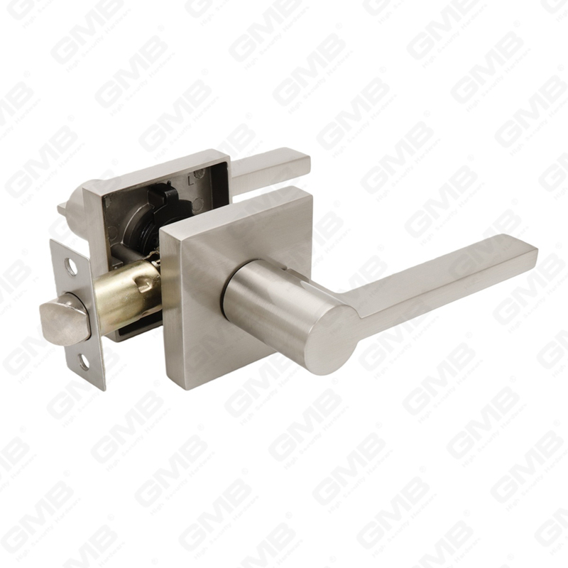 Série de serrures de porte à levier tubulaire robuste, serrure de poignée de porte d'entrée à rosace carrée en aluminium (S2270)