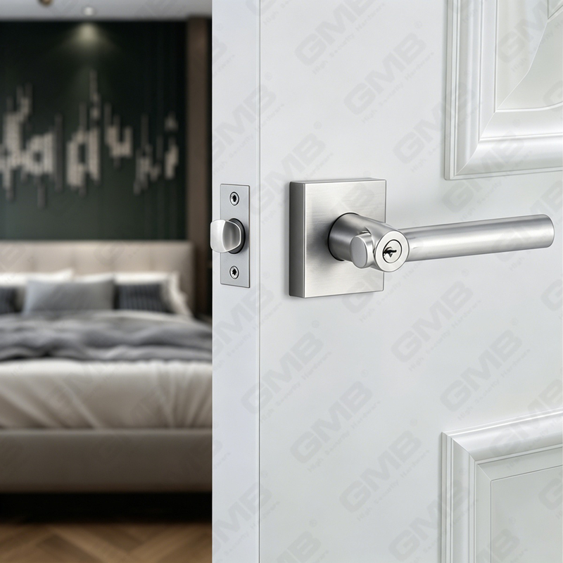 Série de serrures de porte à levier tubulaire robuste, serrure de poignée de porte d'entrée à rosace carrée en alliage de zinc (A2025)