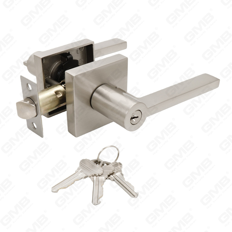 Série de serrures de porte à levier tubulaire robuste, serrure de poignée de porte d'entrée à rosace carrée en aluminium (S2270)
