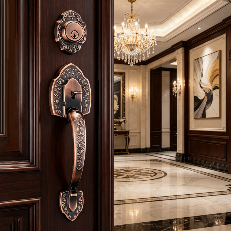 Ensemble de poignées de porte d'entrée, nouveau Design, leviers de porte d'entrée, ensembles de verrouillage (70718)