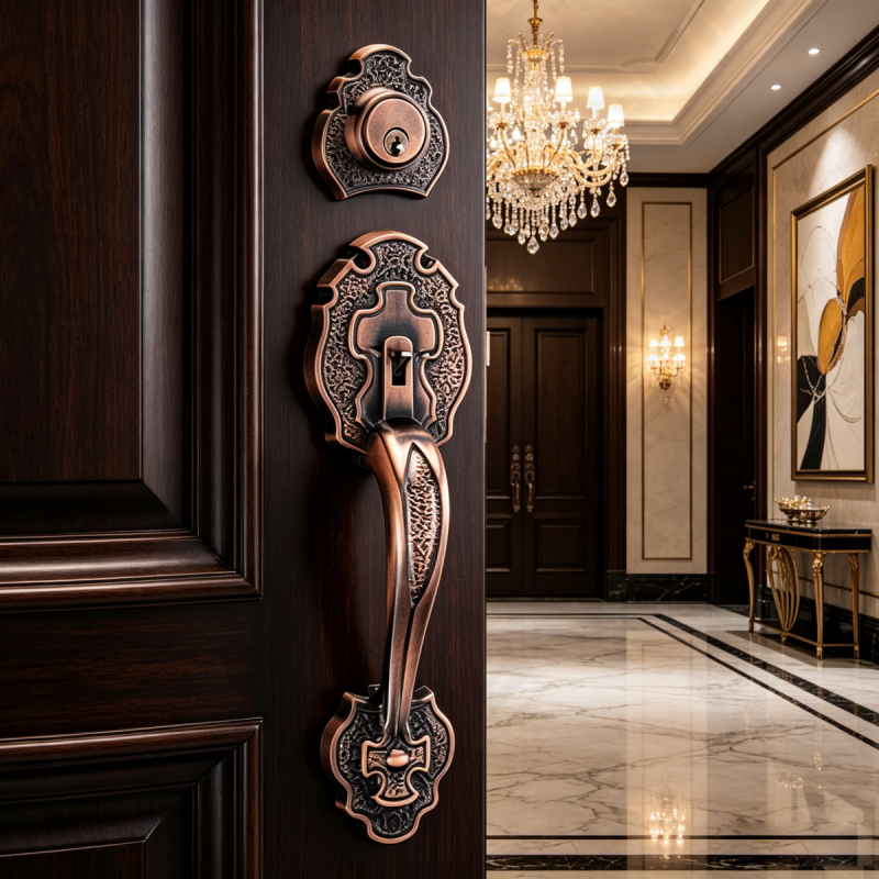 Ensemble de poignées de porte d'entrée, nouveau Design, leviers de porte d'entrée, ensembles de verrouillage (70717)