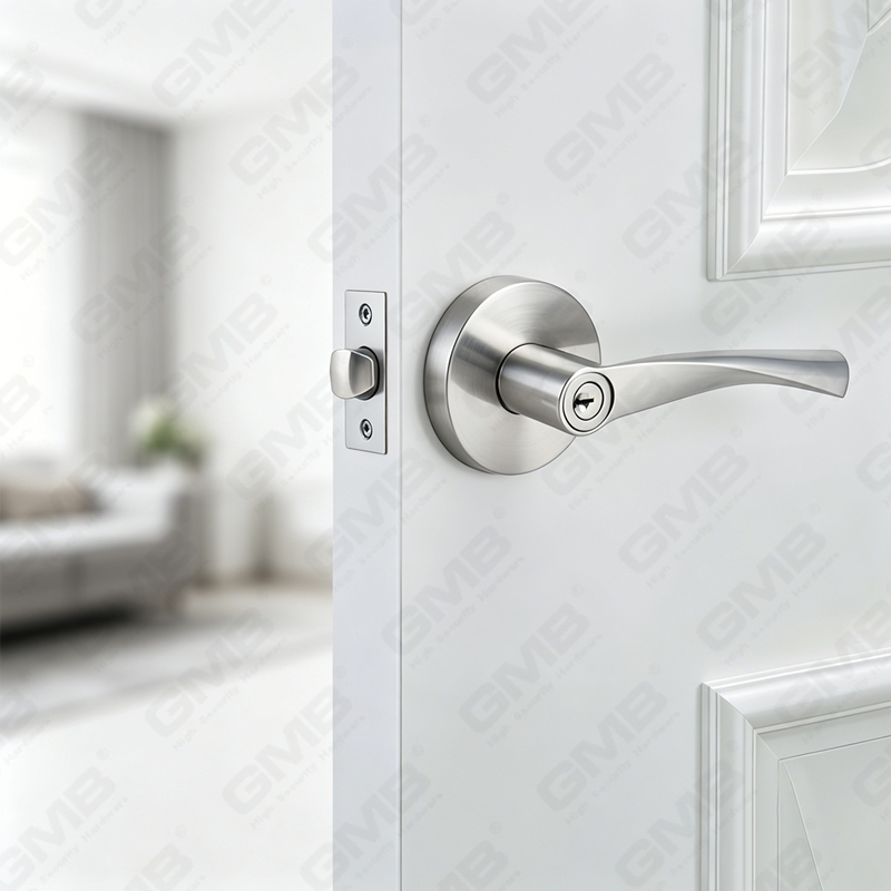 Série de serrures de porte à levier tubulaire robuste, serrure de poignée de porte d'entrée à rosace ronde en alliage de zinc (B2023)