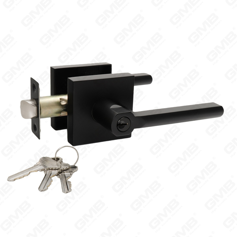 Série de serrures de porte à levier tubulaire robuste, serrure de poignée de porte d'entrée à rosace carrée en alliage de zinc (A2022)