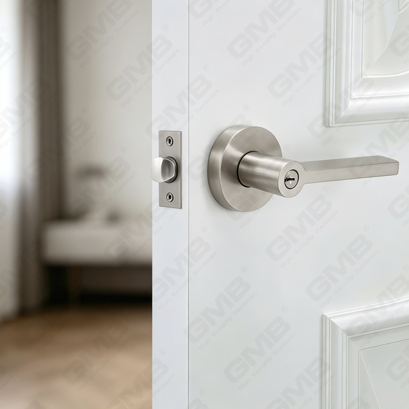 Série de serrures de porte à levier tubulaire robuste, serrure de poignée de porte d'entrée à rosace ronde en aluminium (R2270)